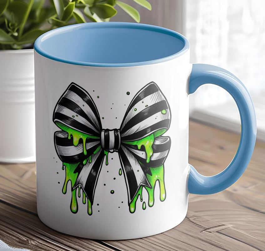 Halloween Movie Stiped Coquette Bow Mug Halloween Mug
