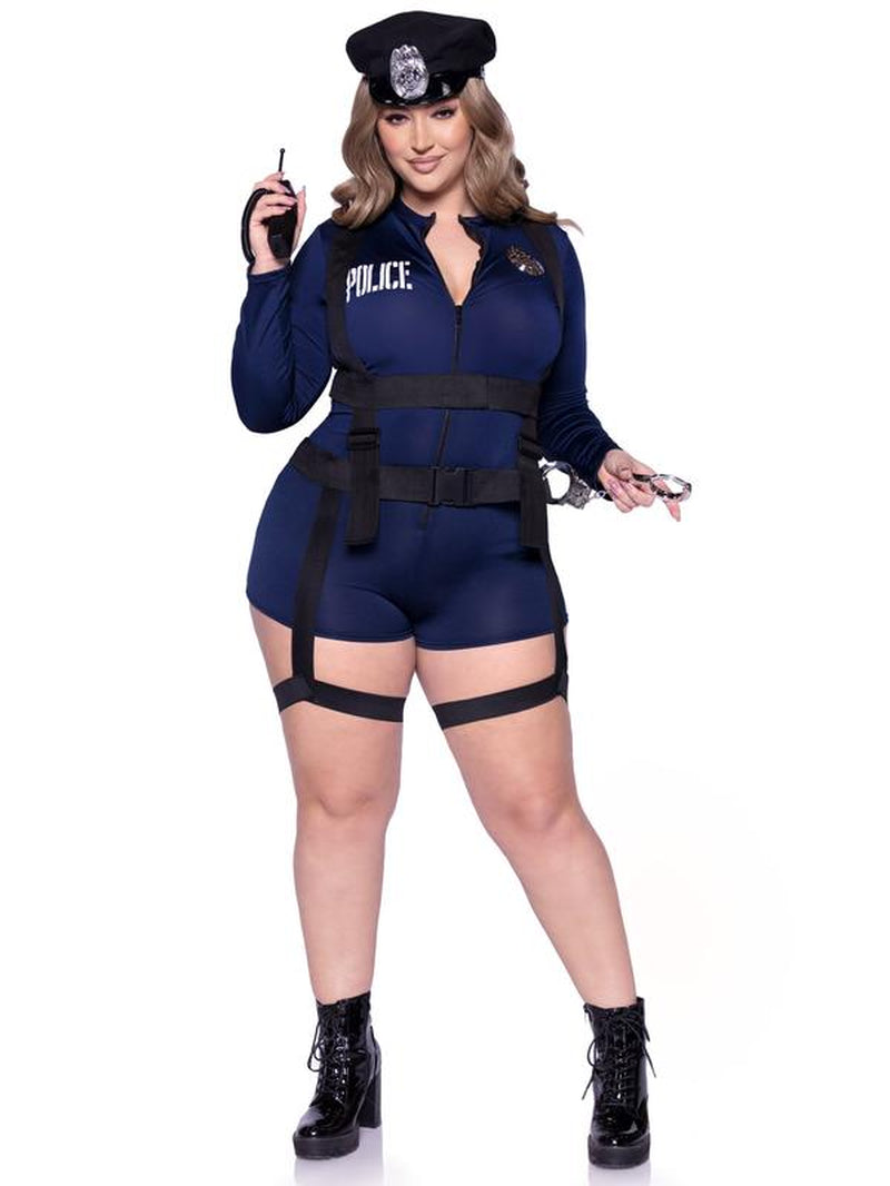 Plus Handcuff Hottie Cop Halloween Costume Romper