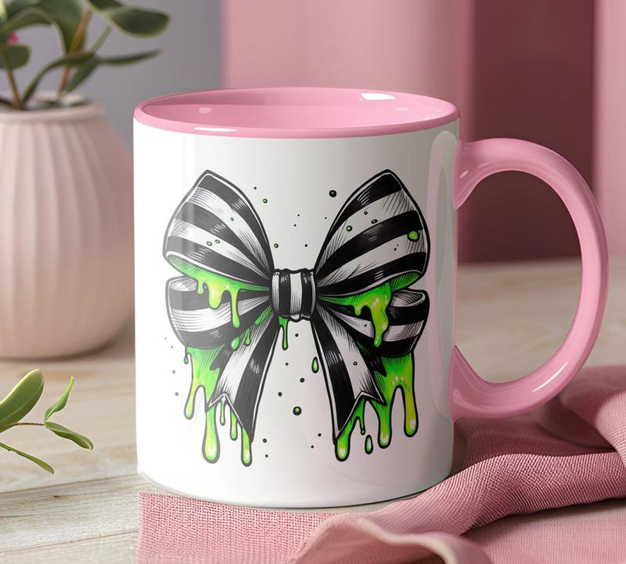 Halloween Movie Stiped Coquette Bow Mug Halloween Mug