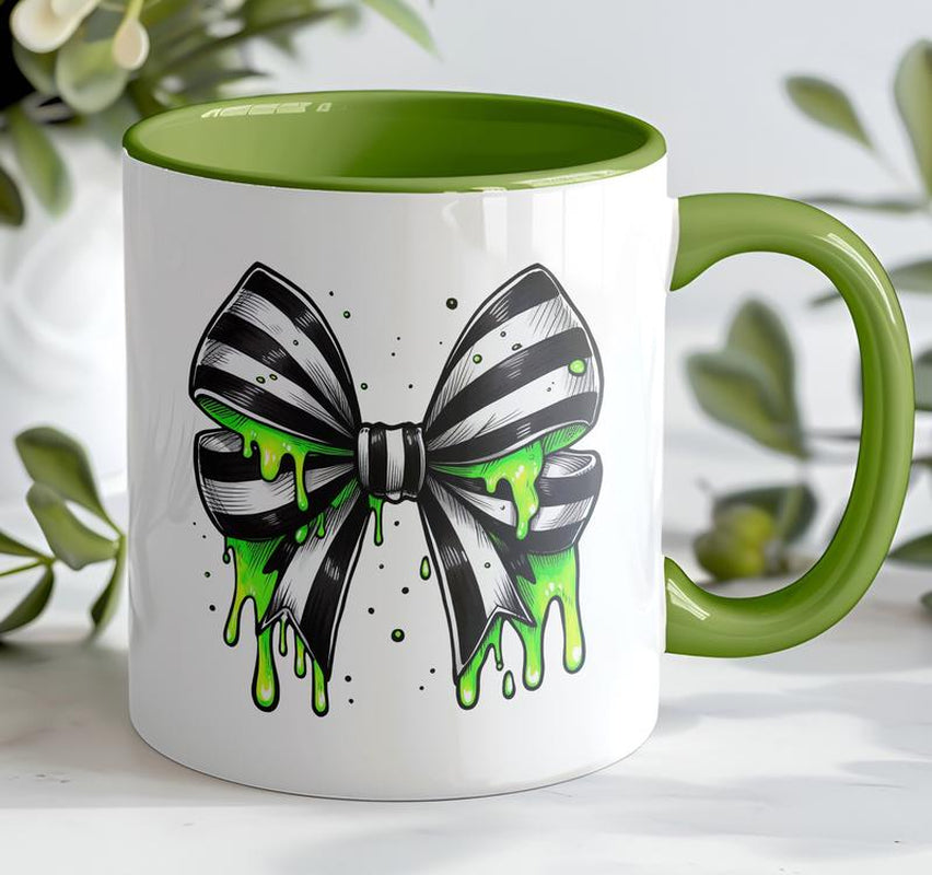 Halloween Movie Stiped Coquette Bow Mug Halloween Mug