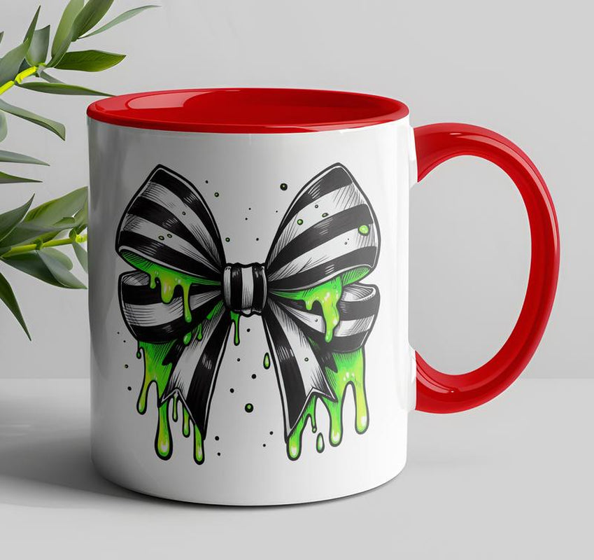 Halloween Movie Stiped Coquette Bow Mug Halloween Mug
