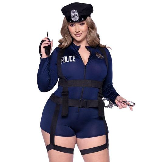 Plus Handcuff Hottie Cop Halloween Costume Romper